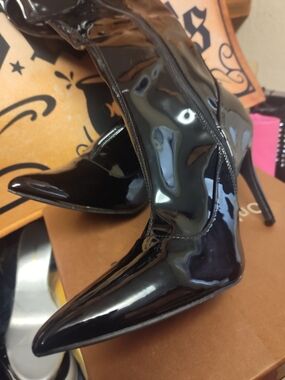 Women’s Black Patent Pointed Toe Stiletto Booties